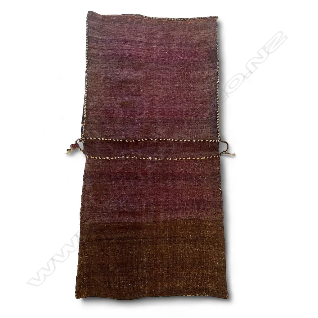 Bag – wool, - flatweave - 2 part - braided edges - polychrome bands - braided edges. 117 x 57cm Image 1++
